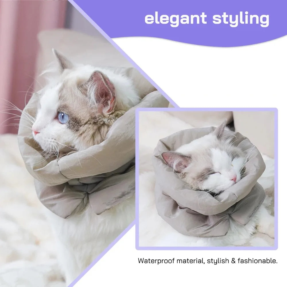 Waterproof Pet Elizabethan Collar Adjustable Anti-Bite Cat Protection Collars Warm Breathable Cat Recovery Cone Pet Wound