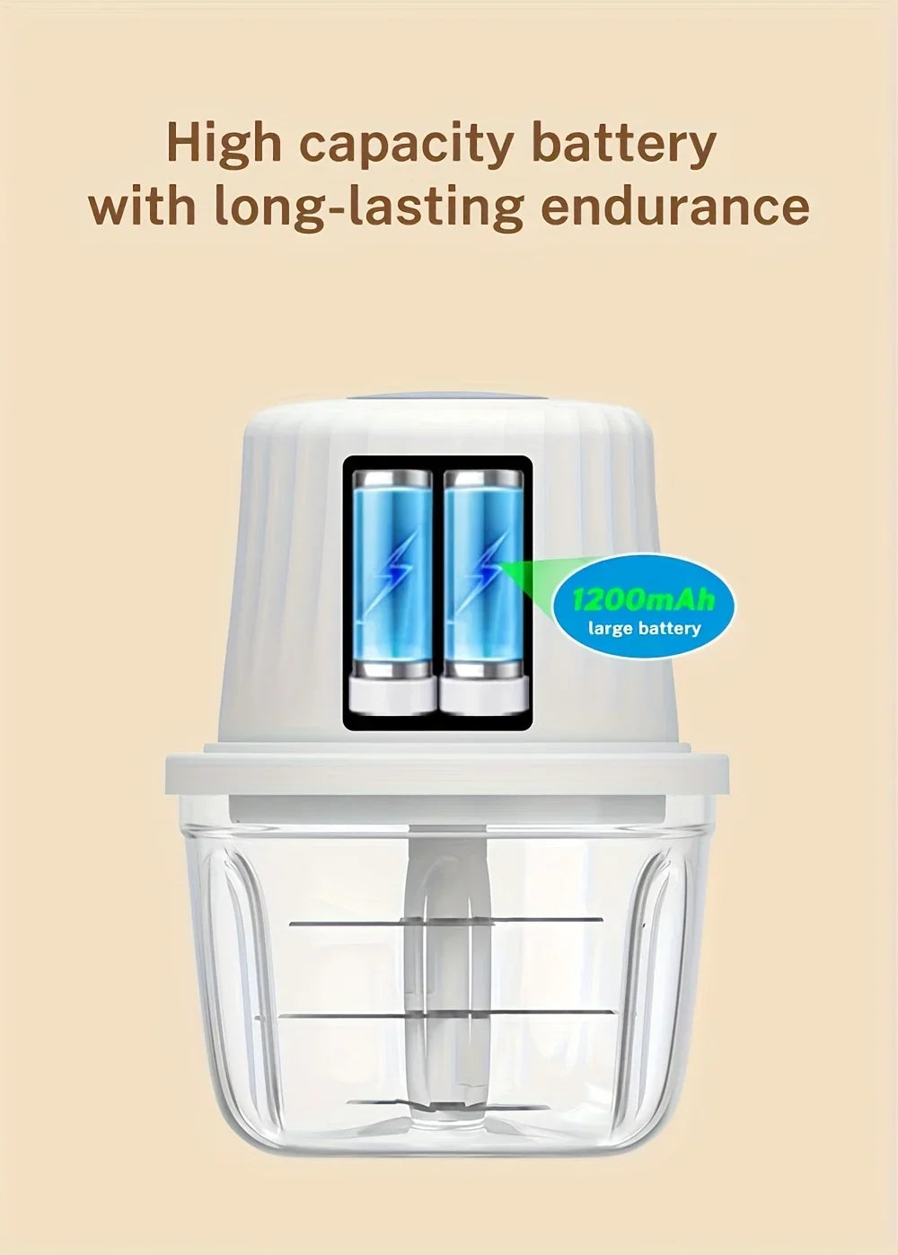 400ML Electric Food Chopper ，6 Blades Garlic Grinder Mini Vegetable Chopper，USB Portable Veggie Chopper，Garlic Mincer