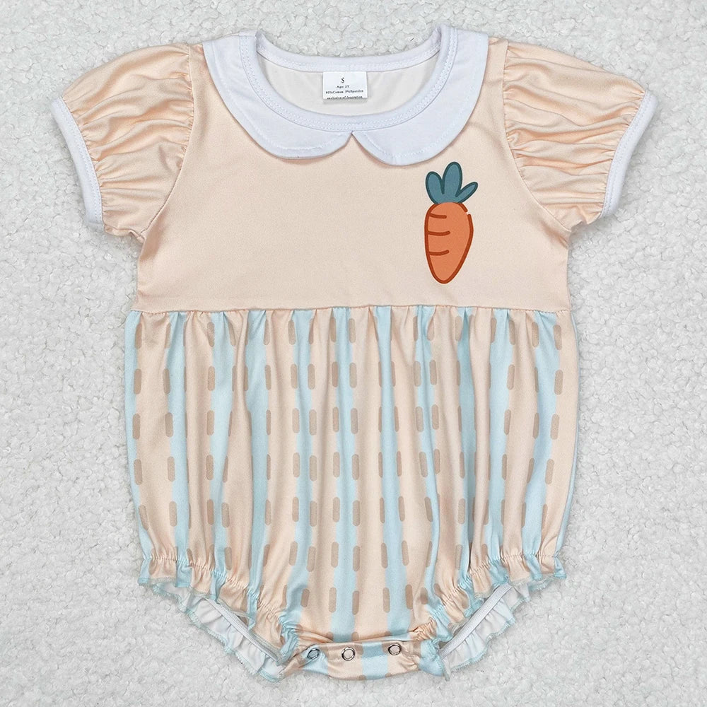 New Fashion Baby Infant Girls Rompers Bow Pink Flutter Sleeve Rompers Boutique Toddler Girls Bubble Rompers Onesie Wholesale Hot