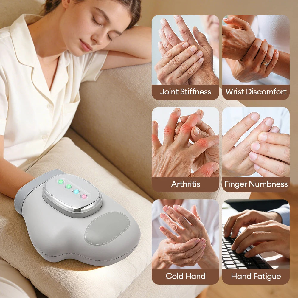 5 Level Hand Massager with Airbag Compression Finger Wrist Palm Massage Machine Vibration Glove for Hand Muscle Relax