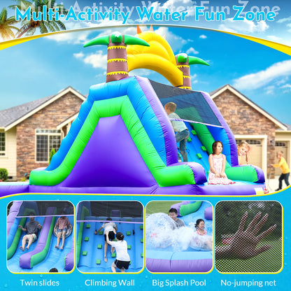 Commerci 7.92m Inflatable Bounce House Water Slide 100% PVC Kids And Adults Playground with 950W Blower for Outdoor Fun