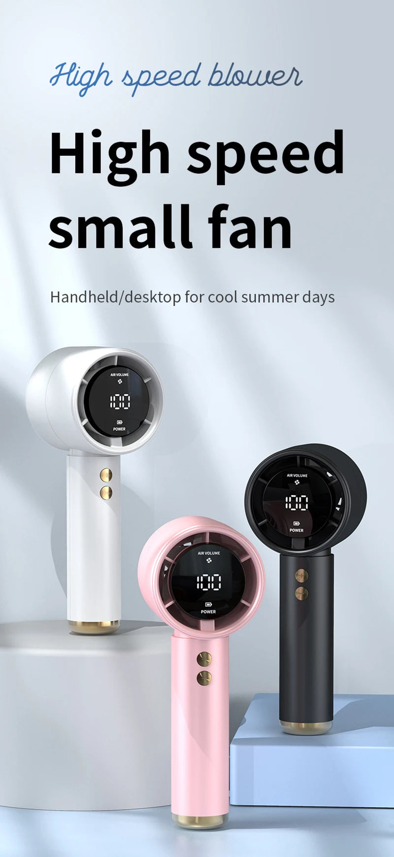 100 Speed High-speed Handheld Fan Usb Rechargeable Mini Portable Charging Turbo Fan Desktop Small Fan Outdoors Travel