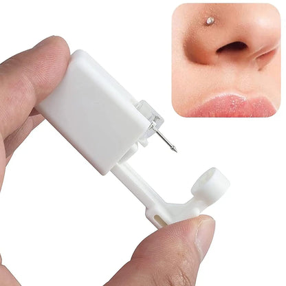 Disposable Nose Piercing Gun Kit with Built-in White Diamond Stud Personal Nose Body Piercing Tool Nose Ring Piercer