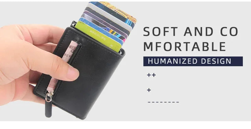 Pop Up Credit Card Holder Wallets Men Slim Rfid Blocking CardHolder Wallet for Men Card Money Bag Purse PU Leather Short Wallets