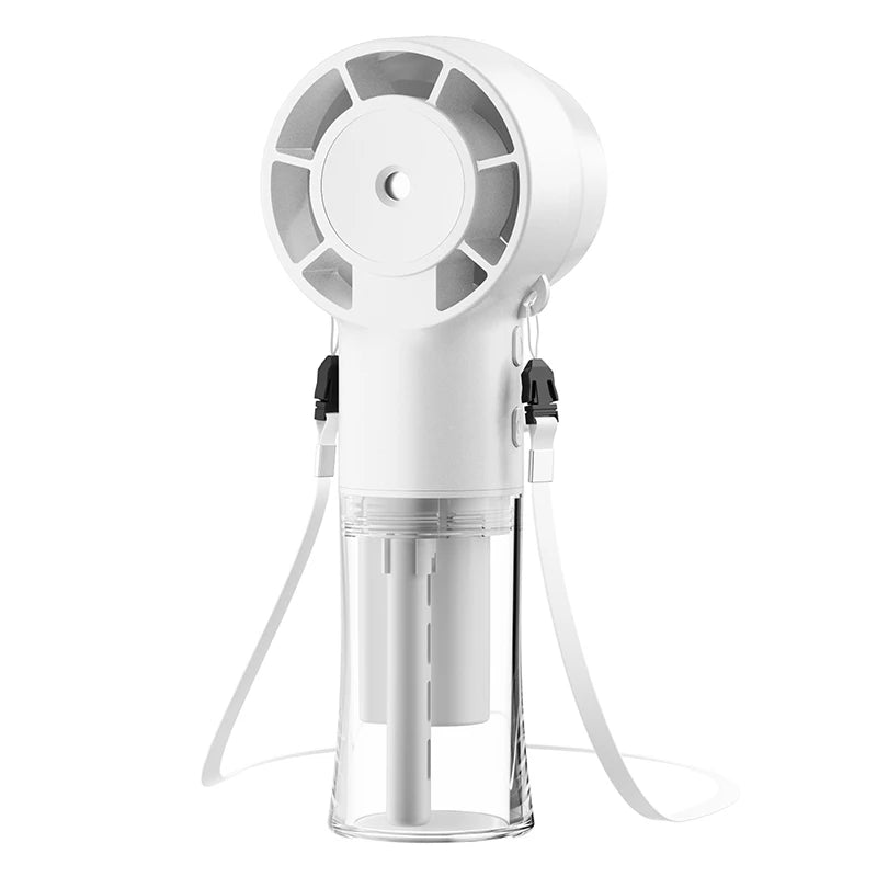 Portable Water Mist Fan Humidifier Fan Rechargeable 4 Wind Speed Hanging Neck Fan Handheld Water Spray Fan for Outdoor Travel