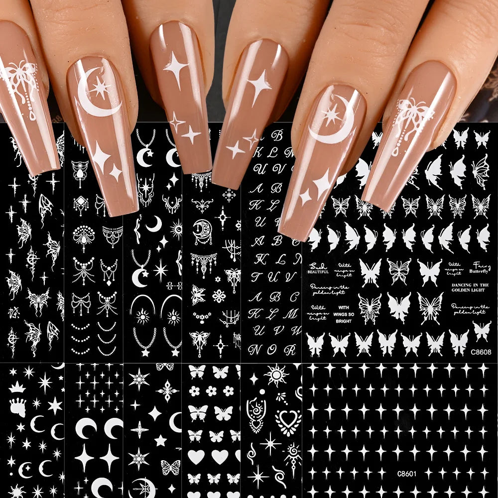 12pcs/set Cute Cartoon Dog/Cat Nail Art Stickers 3D Graffiti Black Cat Dog  Nail Decals 8*10cm Self-Adhesive Cartoon Nail Art Su