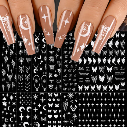 12pcs/set Cute Cartoon Dog/Cat Nail Art Stickers 3D Graffiti Black Cat Dog  Nail Decals 8*10cm Self-Adhesive Cartoon Nail Art Su