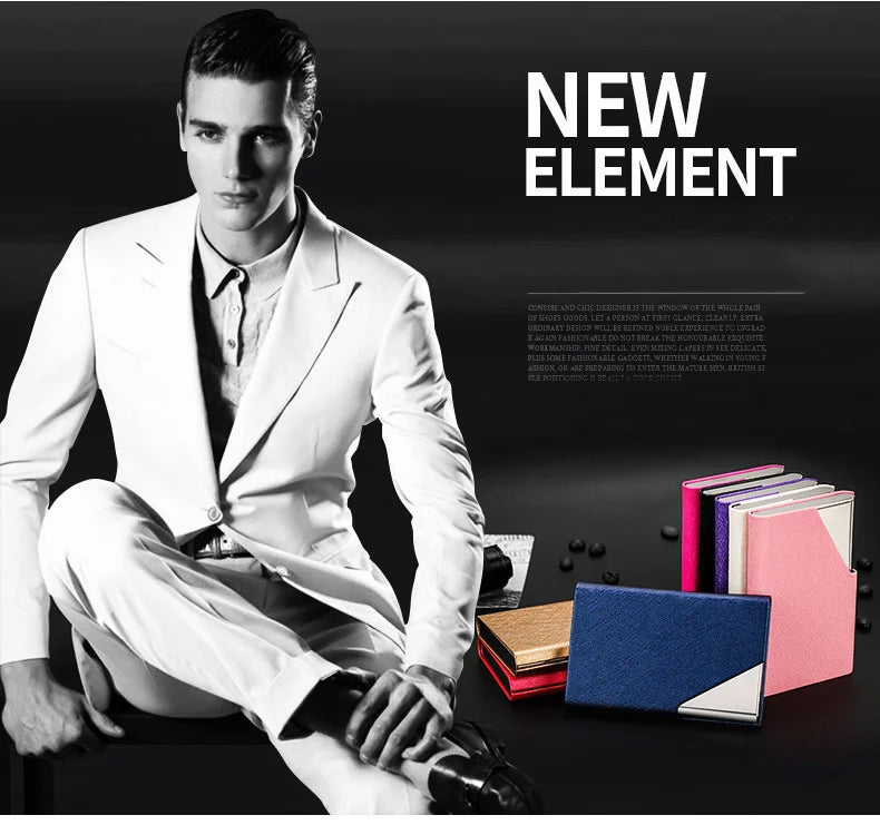 Luxury Wallet PU Leather Business ID Credit Card Holder For Women Men Fashion Brand Metal Aluminum Card Case