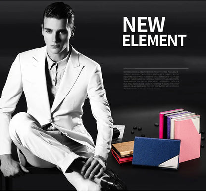 Luxury Wallet PU Leather Business ID Credit Card Holder For Women Men Fashion Brand Metal Aluminum Card Case