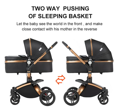Baby pram Lightweight stroller Baby carriage PU 3in1 stroller Baby stroller 3-in-1 Baby carriage strollers for baby light carts