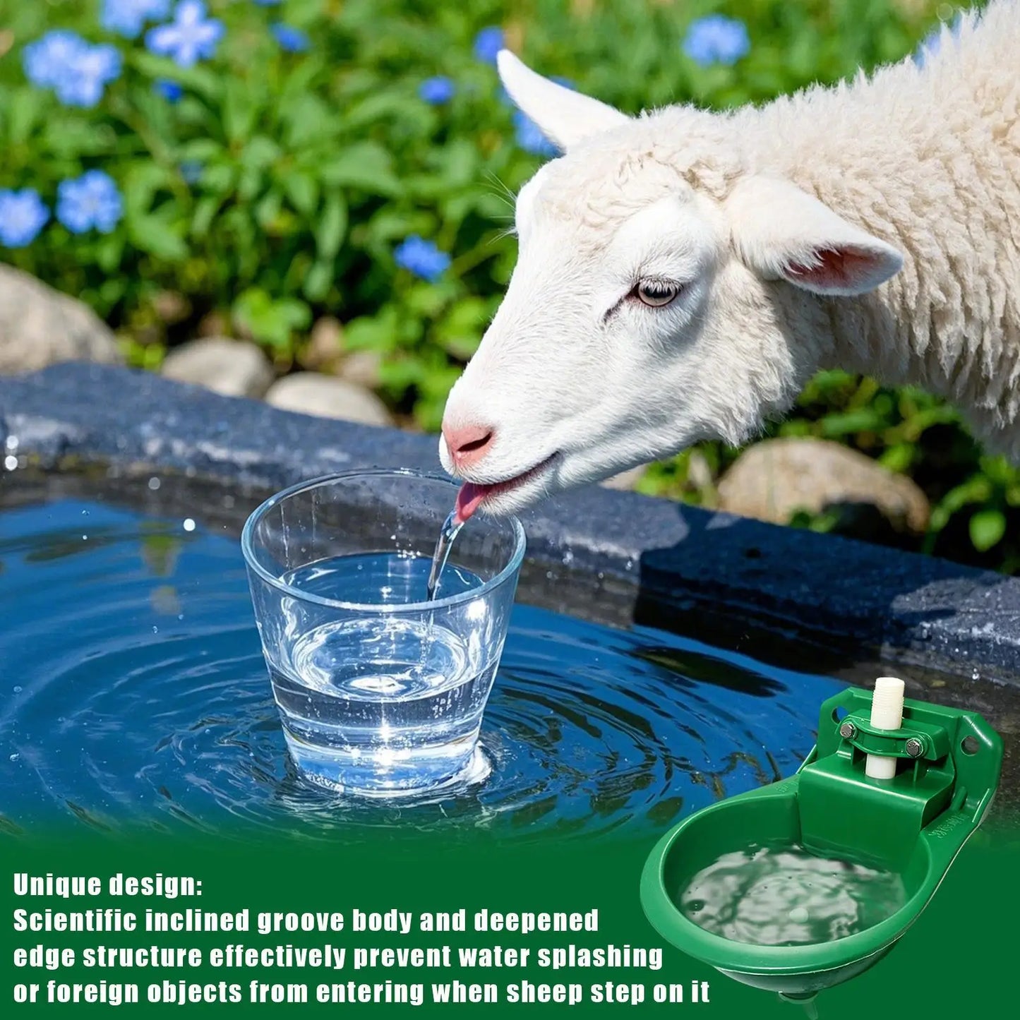 Goat Water Trough Horse Waterer Fountain Drinker Container 500ml Tank for Farm Poultry Dogs Chicken Coop Cattle Pet Sheep