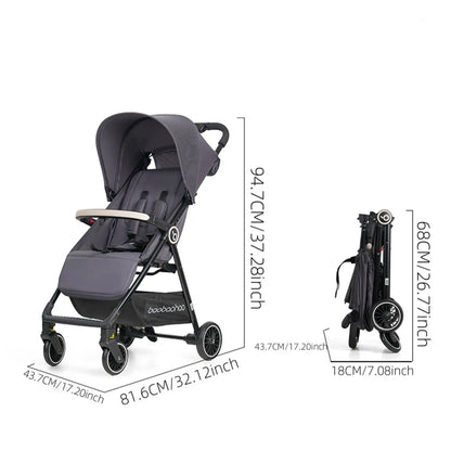 1 Black Lightweight Baby Stroller Weighs Only 4.7kg Convenient for Airplanes, Trains and Cars, Suitable for Home Use and Busines