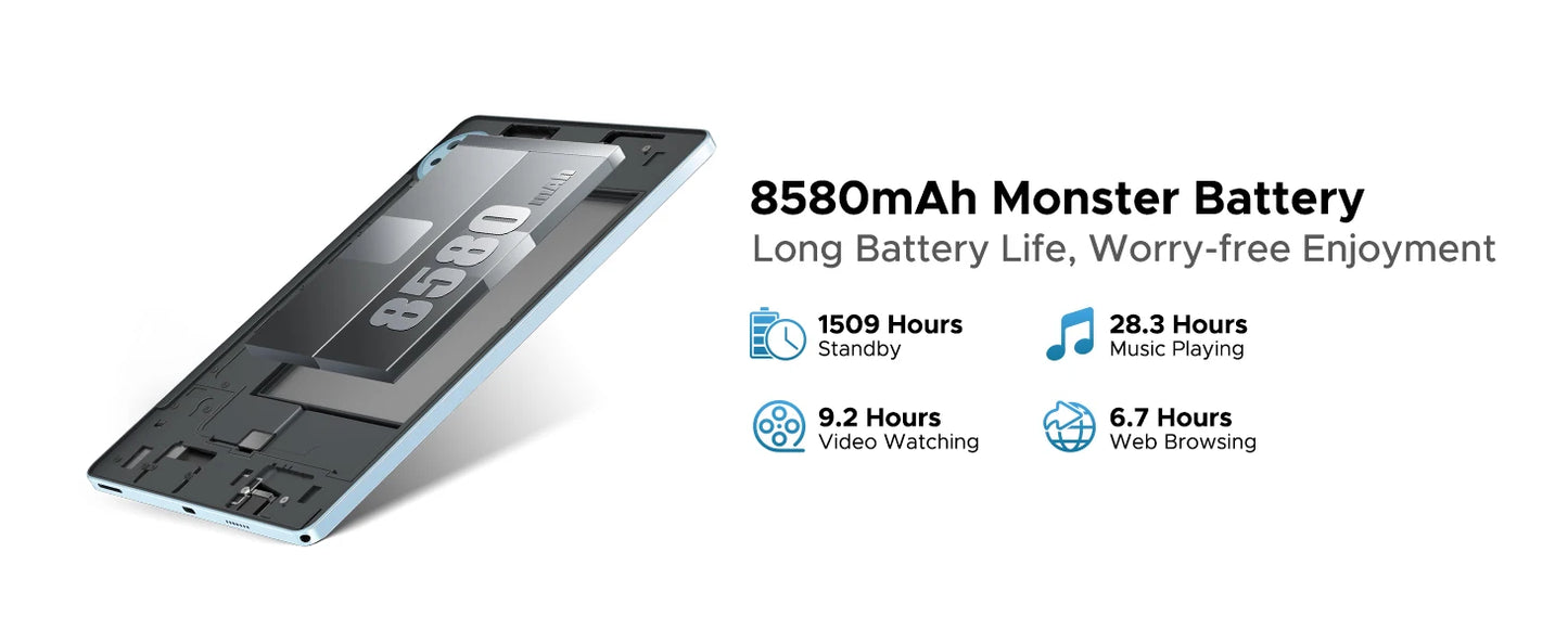 DOOGEE U11 Android 15 Tablet 11 Ultra-clear 90Hz Display 4GB RAM 128GB ROM 8580mAh Battery Dual Speaker Supports Widevine L1