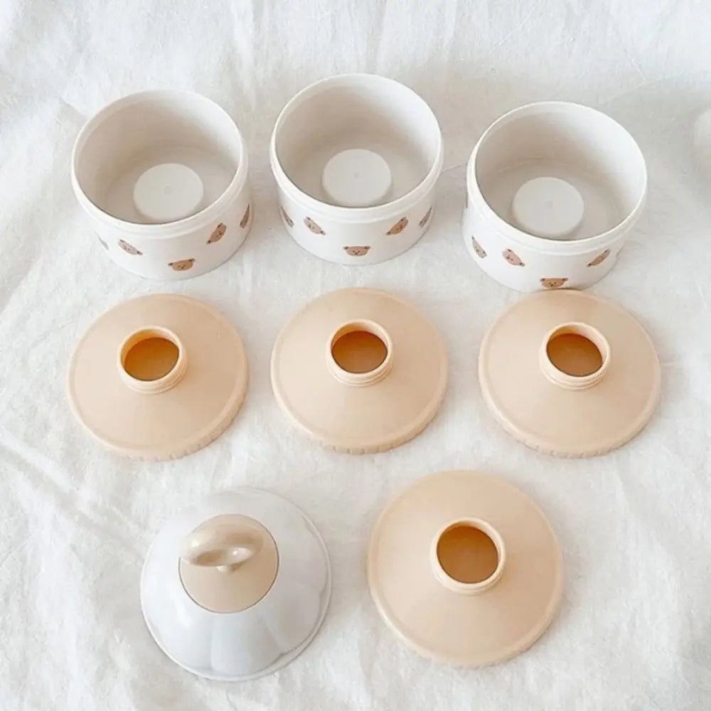 3 Layers Baby Milk Powder Box Cartoon Bear Tulip Portable Formula Dispenser Non-Spill Stackable Infant Food Tank Toddler