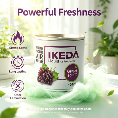 IKEDA 120ml Grape Scent Liquid Air Freshener, Long Lasting Sweet Fruity Fragrance, Odor Eliminator for Car Home Office