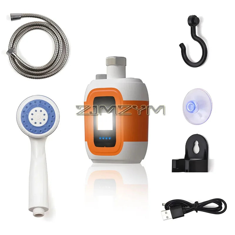 Electric Shower Pump Portable Rechargeable Waterproof Outdoor Camping Shower Kit With Light Booster Pump