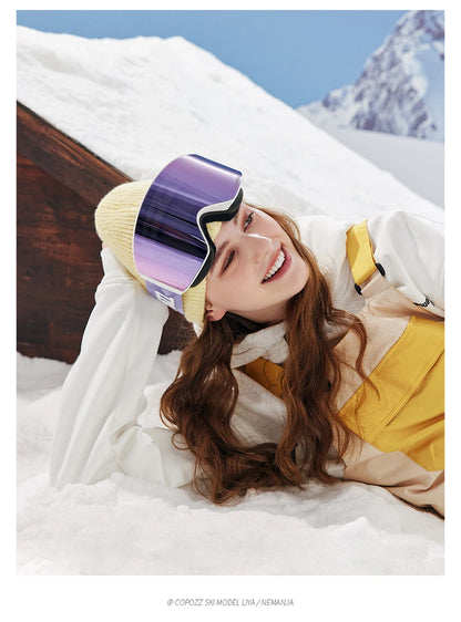 COPOZZ Magnetic Ski Goggles UV400 Protection Anti-Fog Ski Glasses Men Women Quick-Change Lens Snowboard Goggles with Two Options