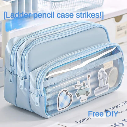 Clear Transparent Pencil Case, Large Capacity Multifunctional Stationery Storage Bag for School Students, Durable & Convenient