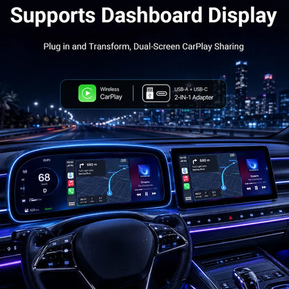2026 NEW Wired to Wireless CarPlay and Android Auto 2 in 1 Mini Adapter 5GHz WiFi5 for 99% Original Wired CarPlay/Auto Cars