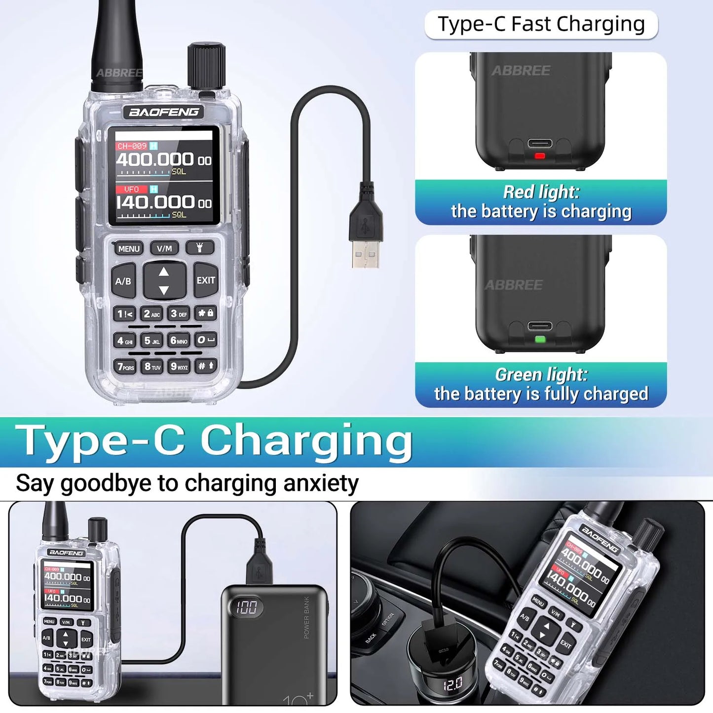 BAOFENG UV-5R Mini Walkie Talkie Multi Band Bluetooth Programming Wireless Copy Frequency 999CH AM FM Long Range Two Way Radio
