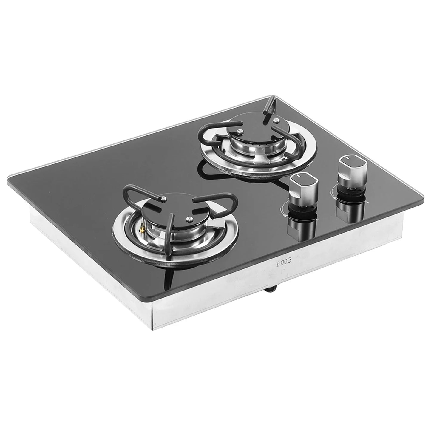 RV Gas Stove 2 Burners 1.8Kw Power Tempered Glass Panel Easy to Clean Gas Cook Top for Boat Caravan Camper