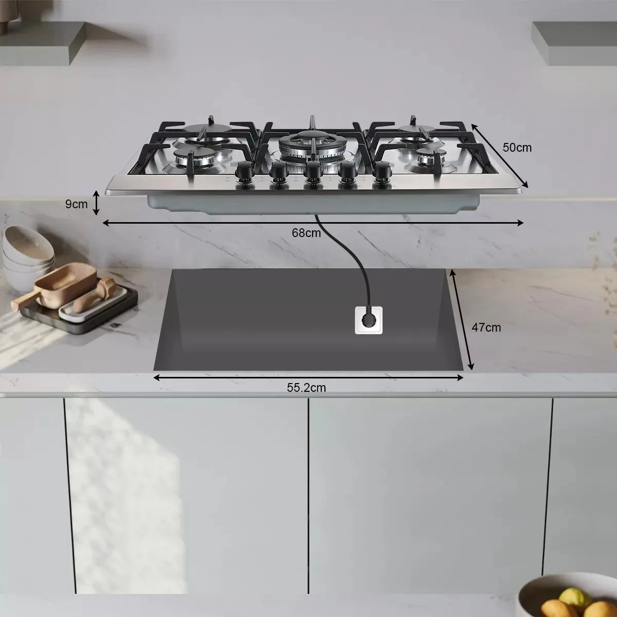 TopStrong 2/4/5 Burner 4200W Stainless Steel Auto Flame Protection Built-in for Natural Gas/Propane, Easy Clean, 30cm‌ Gas Hob