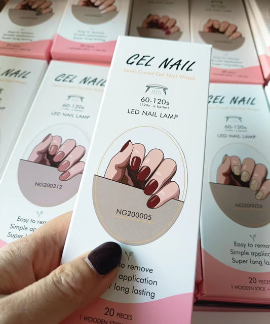 20/22Tips UV Semi cured Gel Nail Stickers Waterproof Long Lasting Full Gel Nail Wraps Press On Nail Decal DIY Manicure