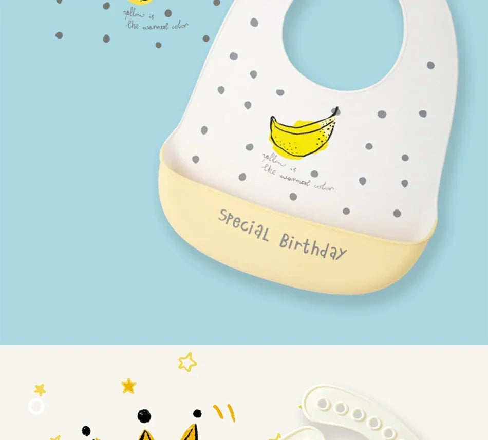Soft Silicone Baby Bibs Boys Girls Stuff Waterproof Bib Feeding Infant Newborn Cartoon Aprons Toddlers Bibs Burp Cloths Bandana