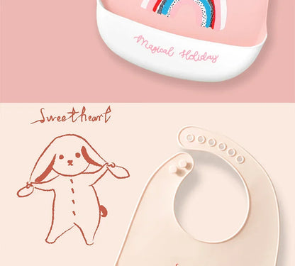 Soft Silicone Baby Bibs Boys Girls Stuff Waterproof Bib Feeding Infant Newborn Cartoon Aprons Toddlers Bibs Burp Cloths Bandana