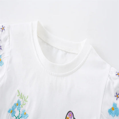 Jumping Meters 3-8T Fashion Design Kids Tees Hot Selling Cotton Summer Girls Tshirts Baby Clothes Children's Tees Tops