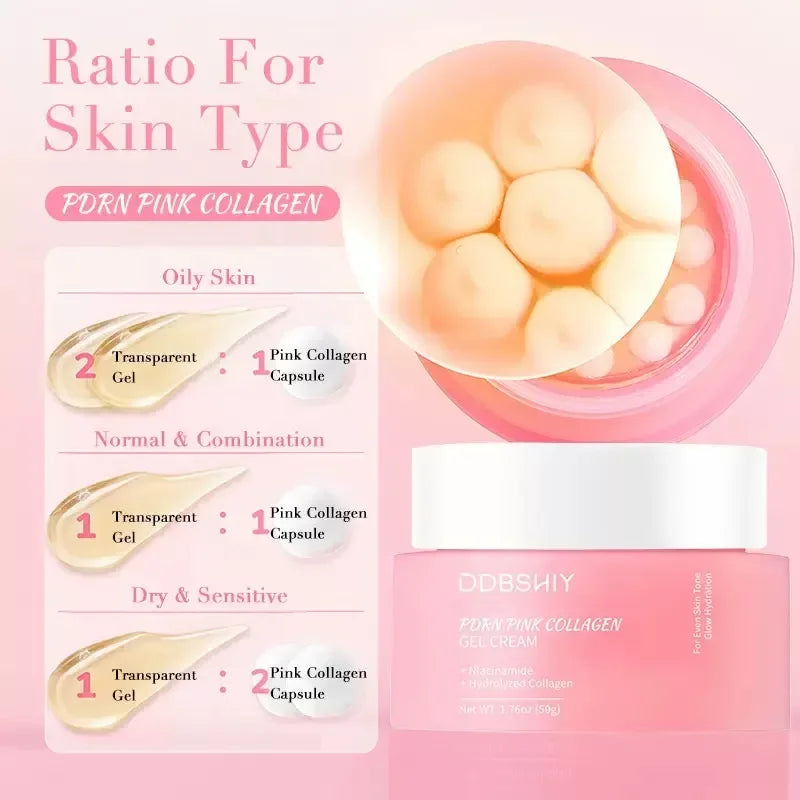 Korean PDRN Pink Collagen Capsule Cream with Niacinamide Cream for Uneven Skin Tone Lightweight Face Moisturizer Non Greasy care