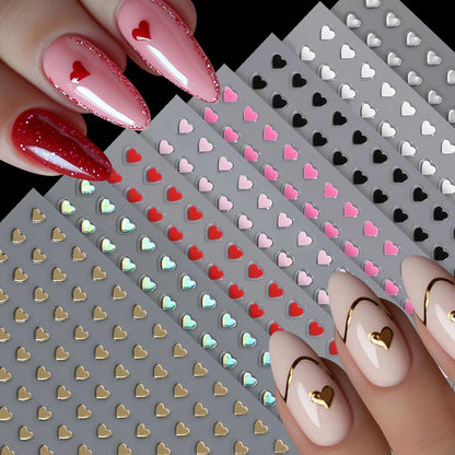8Colors/Set 3D Sweet Love-Heart Nails Stickers Mini Hearts Self-Adhesive Nail Art Sliders Valentine's Day DIY Manicure Decals 1