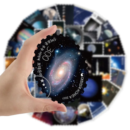 10/55PCS Interstellar Space Planets Stamps Transparent Stickers Creative Universe Aesthetic Decals Toy DIY Laptop Phone Guitar