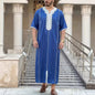 Muslim Men's Morocco Gandoura Thobe Loose Short Sleeves Gorgeous Embroidery Comfortable Islamic Men's Traditional Clothing Party
