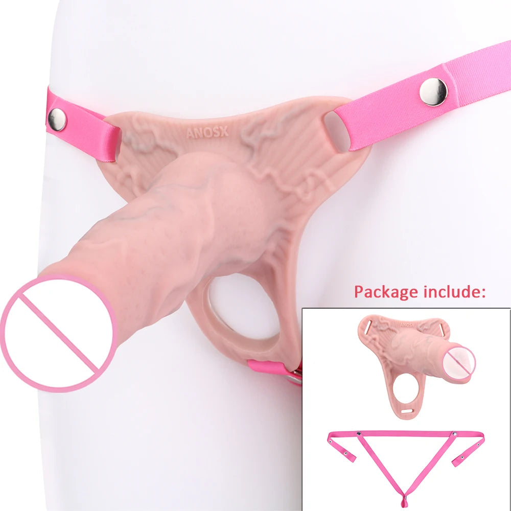 ANOSX Multi-styles Penis Sleeve Realistic Dildo Sheath Silicone Male Chastity Cage With Lockable Secure Chastity Belt BDSM Toy