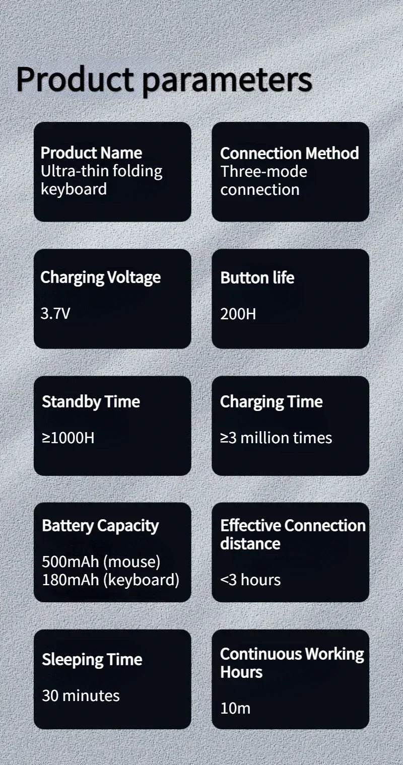 Folding Keyboard and Mouse 2.4G Mini Keypad Bluetooth Wireless Portable Silm Foldable Keyboards for Travel Computer PC iPad