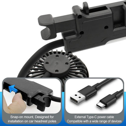EAFC Car USB Fan Dual Head Cooling Air Fan Independent Switch 3-Speed 360 Degree Adjustable Auto Fan Car Electrical Appliances