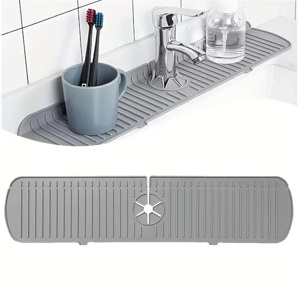 Silicone Tap Mat,Sink Splash Guard,Kitchen Tap Silicone Drain Mat, Silicone Tap Handle Drip Catcher Tray, Tap Mat for Kitchen