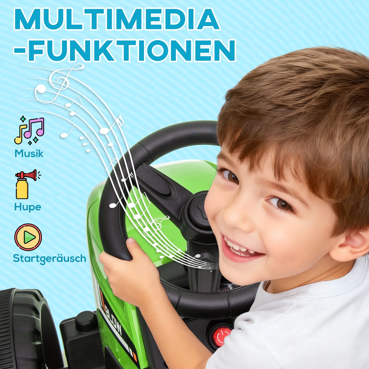Electric Car for Children, Tractor for Children, with Parental Remote Control, Size 136.5x50x52.5 cm