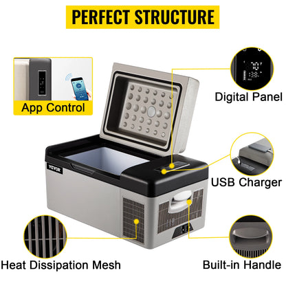 SucceBuy 15L - 55L Car Refrigerator Mini Fridge Freezer Portable Compressor Cooler DC 110-240V Ice Box for Camping RV Travel