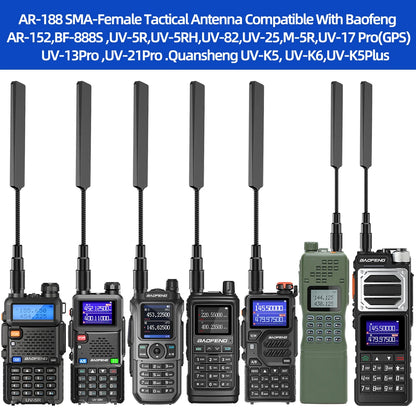 ABBREE AR-188 Gooseneck Tactical Antenna VHF UHF SMA-Female for Baofeng Walkie Talkie UV-5R 5RH 13 17 21 PRO Quangsheng UV-K5(6)