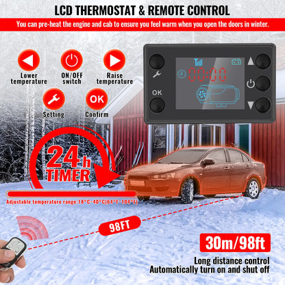 8KW Portable Diesel Heater with LCD Remote Control Adjustable Temperature 18-40℃ for Motorhome Boat And Home Use