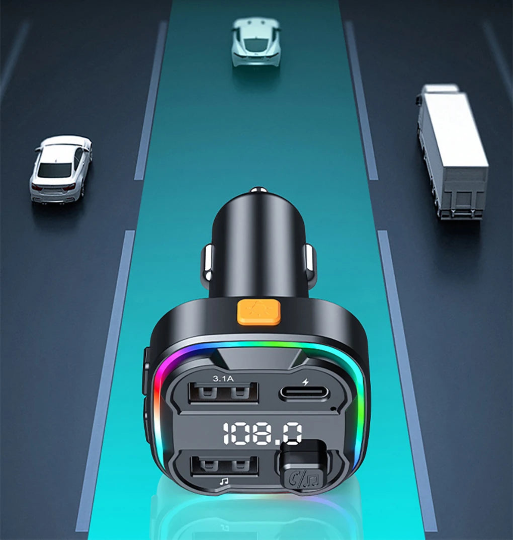 FM12B 1.44 Inch LCD Bluetooth Car MP3 Player Handsfree Wireless FM Transmitter Radio Adapter USB Car Charger Remote Control