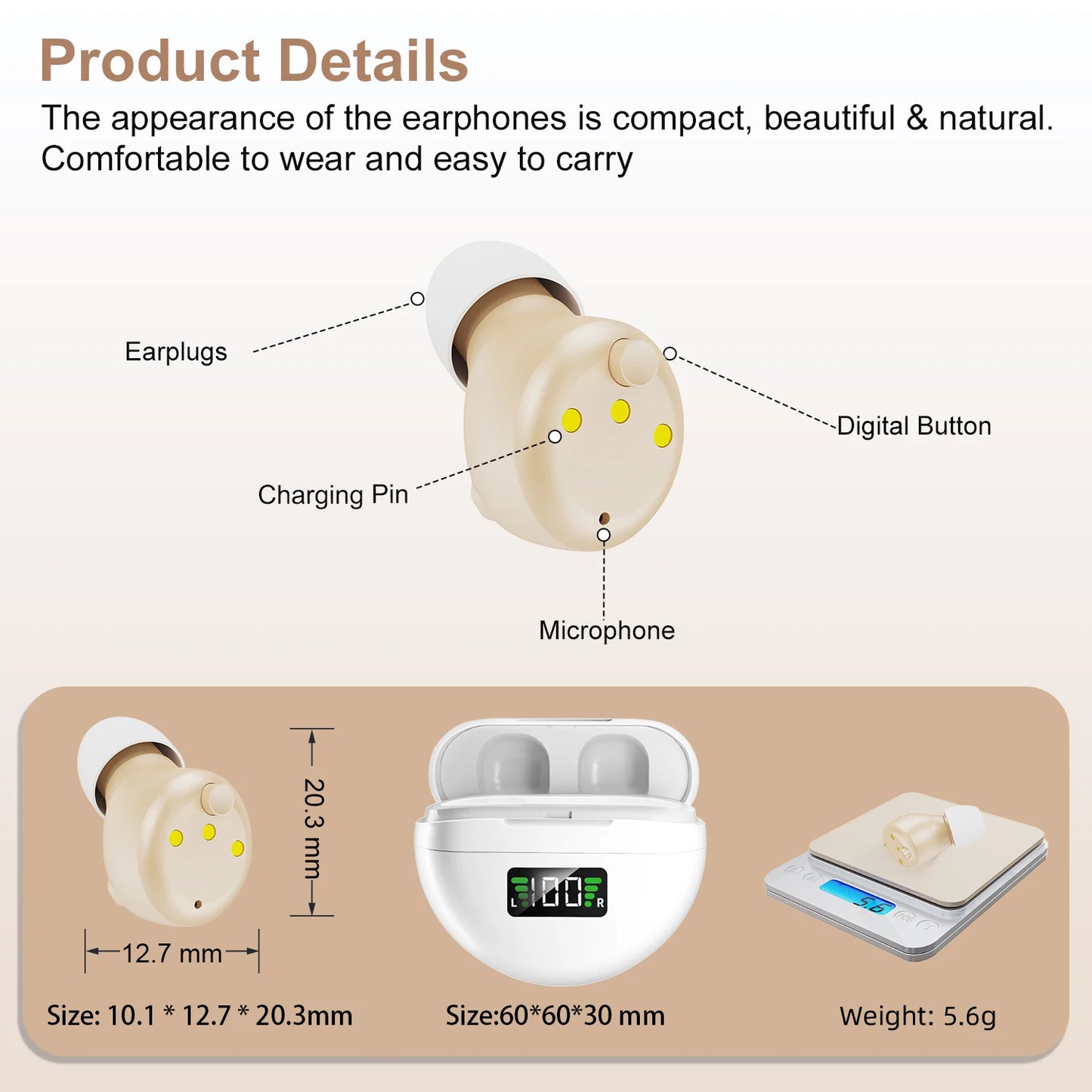 CIC Invisible Digital Hearing Aid, Rechargeable Hearing Amplifiers with Noise Canceling Invisible Amplifier