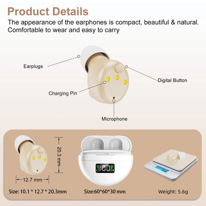 CIC Invisible Digital Hearing Aid, Rechargeable Hearing Amplifiers with Noise Canceling Invisible Amplifier