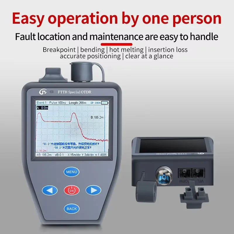 YOUYSI  4 in 1 FTTH OTDR Mini Optical Power Meter Stable light source VFL Multifunction can Test Active Fiber OTDR YYS-306N