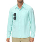 Men's Long Sleeve Fishing Shirts UPF 50+ Sun Protection Breathable Lightweight Travel Work Button Down Shirt with Zipper Pocket