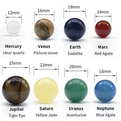 fashion good Natural Crystal 8 Planet 9 planet Ball Solar Sun System Rock Quartz Stone Healing Reiki Chakra Energy Sphere Galaxy