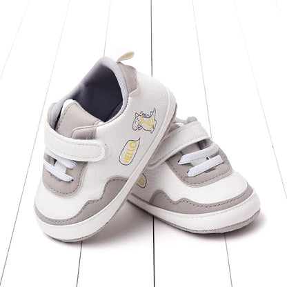 New Color Blocked 0-18M Spring And Autumn Baby Shoes For Men And Women PU Cartoon Printed Casual Sports Soft Soled Baby Walking