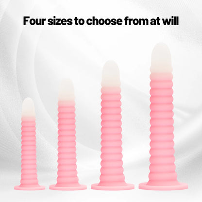 Adult Erotic Sex Toys Gradient Pink Anal Plug Dildo Massager With Threaded Design Strong Suction Cup Extra Long Anal Butt Plug